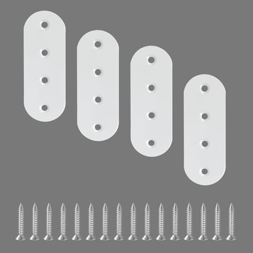 Alise 4 Pcs Flat Straight Brace Brackets Mending Plates Repair Fixing Bracket,100x38mm Stainless Steel White Finish - color: White Finish, size: 100mmX38mm