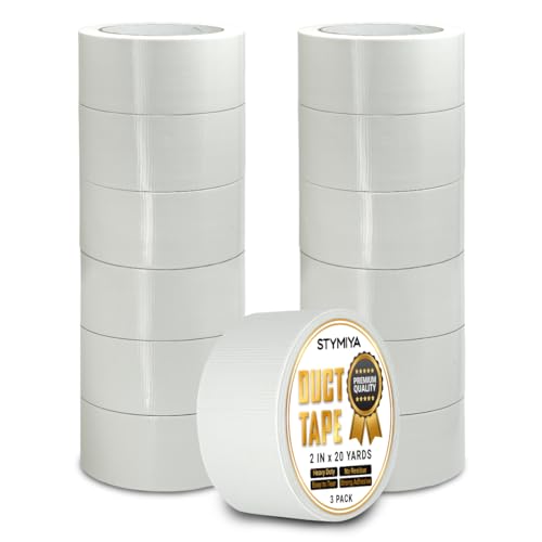 White Duct Tape Heavy Duty: 12Rolls*2IN*20Yards Wide Waterproof Outdoor Duck Furniture Repair Tape Bulk - Strong Adhesive Weather UV Resistant No-Residue Masking Tapes Patterns Variety Pack - color: White, size: 12rolls*2in*20yards