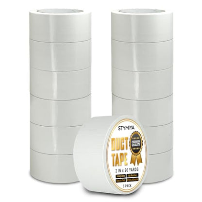 White Duct Tape Heavy Duty: 12Rolls*2IN*20Yards Wide Waterproof Outdoor Duck Furniture Repair Tape Bulk - Strong Adhesive Weather UV Resistant No-Residue Masking Tapes Patterns Variety Pack - color: White, size: 12rolls*2in*20yards