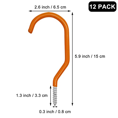 Scartink 12PCS Orange Heavy Duty Bike Storage Hooks Bicycle Wall Mounted Hooks Large Screw Hooks for Wall,Ceiling