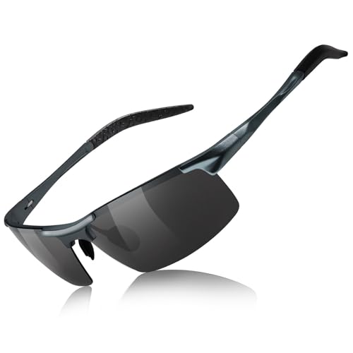 TJUTR Mens Photochromic Sunglasses Day & Night Driving Z87 Sun Glasses Polarized UV400 Protection Safety Glasses - color: C Gun Frame/Grey Polarized Lens