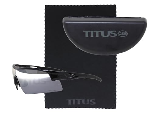 TITUS G20 All Sport Safety Glasses Shooting Eyewear Motorcycle Protection ANSI Z87+ Compliant - color: Black Frame - Platinum Rev Type Premium Multi Coated Lens - W/Fitted Hard Case