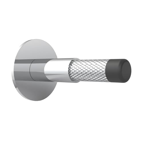 Mega Handles Knurled Baseboard Door Stopper - Heavy Duty Door Stoppers for Bottom of Door, Zinc Alloy Door Stops with Rubber Tip - Polished Chrome - color: Polished Chrome