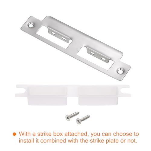 uxcell Door Strike Plate, 145mm x 37.5mm 201 Stainless Steel Latch Deadbolt Strike Plate for Door Frame Door Jamb, Silver - size: 145mm x 37.5mm