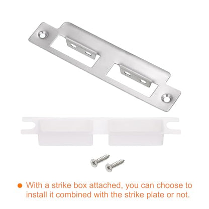 uxcell Door Strike Plate, 145mm x 37.5mm 201 Stainless Steel Latch Deadbolt Strike Plate for Door Frame Door Jamb, Silver - size: 145mm x 37.5mm