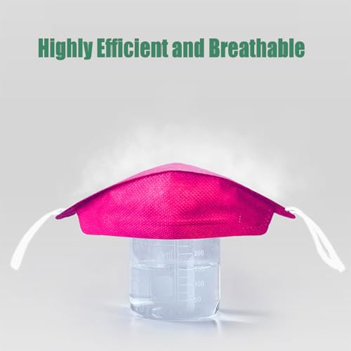akgk KN95 Face Masks 50 Pack, 5-Ply Disposable Hot Pink Face Mask Against PM 2.5 Smoke and Dust - color: Z-50 Pack-hot Pink
