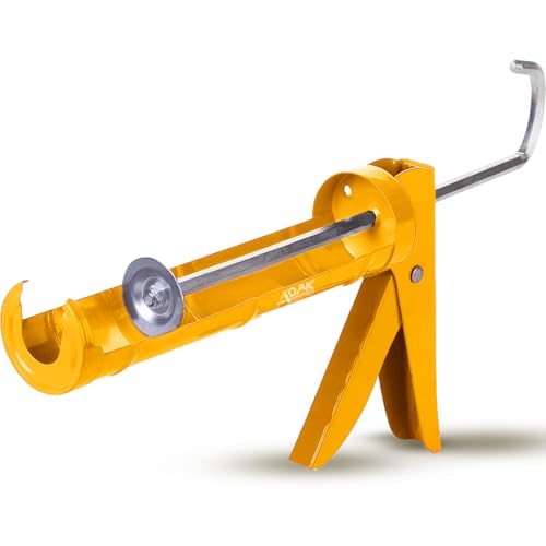 ADAK - Professional Caulking Gun, 10:1 Thrust Ratio, Caulking Gun No Drip, Hand Tool for Silicone & Sealant Application, Smooth Pressure Caulk Gun, Caulking Gun Tool (Yellow) - color: Yellow