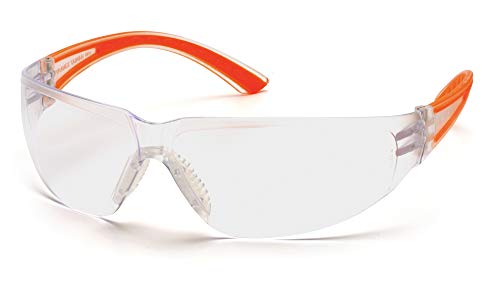 Pyramex Cortez Safety Eyewear, Clear Anti-Fog Lens With Black Temples - color: Orange Temples/Clear Lens