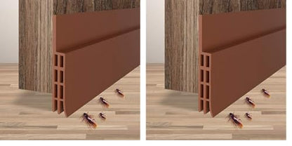 Door Draft Stopper Weather Stripping: Ohuhu Under Door Bottom Seal Strip Sweep Blocker Gap Filler Flexible Noise Insulation Draft Guard for Bottom of Door Garage (Brown, 39" L x2 W) (Pack of 2) - size: 39" L x2 W (Pack of 2)
