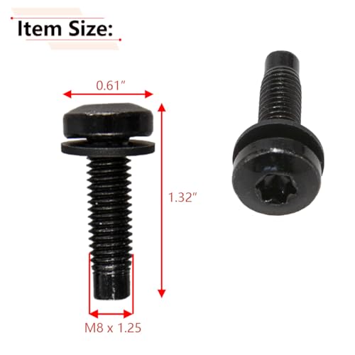RLB-HILON 8PCS Screws Bolts M8 x 1.25 Compatible with Jeep Wrangler JK 2007-2018, for Pillars, Windshield Frame, Headlight, Door Hinges, Tail Light, Roll Bar