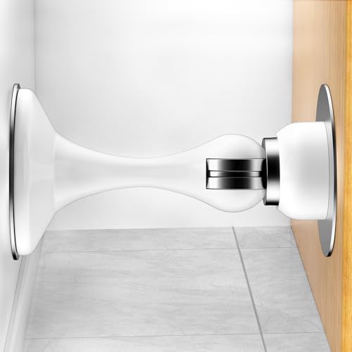 Magnetic Door Stoppers 1 Pack, Stainless Steel Magnetic Door Stop, Wall & Floor Mounting No Drilling Door Stop with 3D Adhesive Tapes Keep Door Open, White - color: White, size: 1 Pack