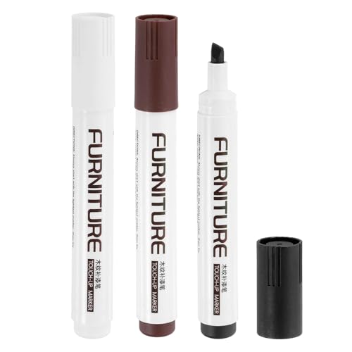 uxcell Furniture Markers Touch Up, 3pcs Furniture Repair Kit Wood Filler Sticks Wood Markers for Scratches Wooden Floor Table Cabinet Laminate Frames, Black/Rusted Brown/White - color: Black/Rusted Brown/White