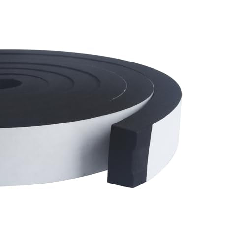 High Density Foam Tape - 1'' x 1/2'' x 13Ft Weatherproof Adhesive Prevent Condensation Heat Resistant Flame Retardant Weather Stripping Easy to Cut & Install & Remove for Car Doors Pipes Windows - color: White, size: 1'' X 1/2'' X 13ft