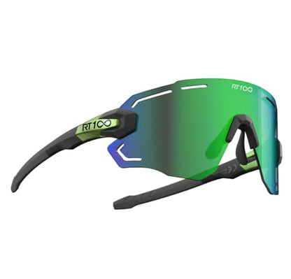 RIDE YOUR WAY Professional wrap around Frameless Cycling Sunglasses for Men and Women - color: Green