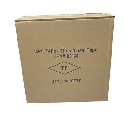 1" x 520" Teflon Tape – 100PC (10 Rolls per Case) | Bulk PTFE Thread Seal Tape for Plumbers, Pipe Fittings & Water Systems | White Virgin PTFE Pipe Thread Tape