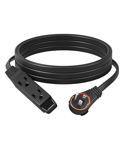 DEWENWILS 15FT Flat Plug Extension Cord, 360° Rotating Plug, 3 Prong Ultra Thin Power Strip, 13A/125V/1625W, 16 Awg Grounded Flat Power Cable for Indoor Narrow Space, SPT-3, ETL Listed, Black - color: Black, size: 15FT, style: 1 Pack