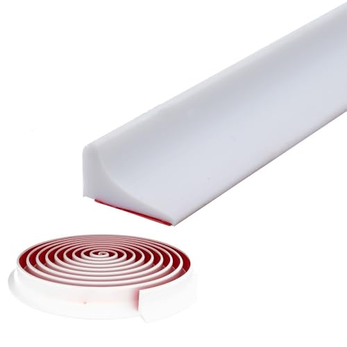 Shower Threshold Water Dam,Self Adhesive Silicone Waterproof Barrier Bathroom and Kitchen Shower Water Stopper Guard for Dry And Wet Separation Caulk Seal Strip Edge Trim(39Inch, White) - color: White, style: 39Inch