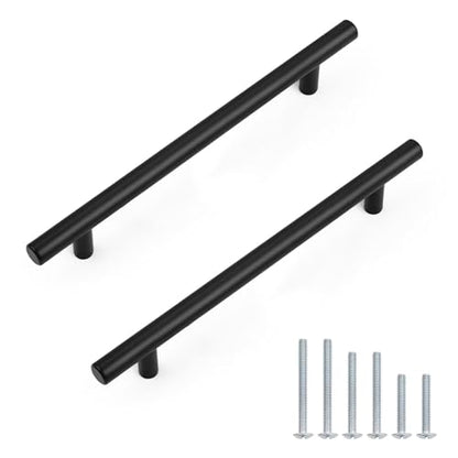 Probrico 5 Pack Holes Centers 7.5Inch(192mm) Black Kitchen Cabinet Pulls,Stainless Steel Dresser Drawer Handles,10inch Length Classic Pull Handle for Cabinets - size: Center to Center: 7-1/2 inch