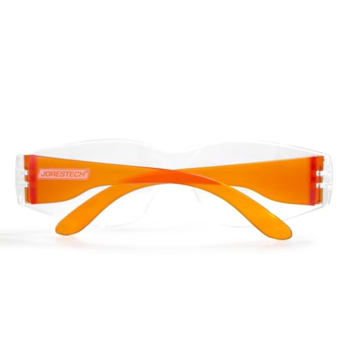 JORESTECH Safety Glasses, ANSI Z87+ Compliant, Impact-Resistant Polycarbonate Lenses, UV Protection, Anti-Scratch Coating, 12-Pack - color: Orange