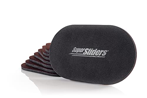 Super Sliders 5-3/4" x 9-1/2" XL Oval Reusable Felt Furniture Sliders for Hard Surfaces, Anti-Slip Protective Furniture Moving Pads for Beds, Sofas, Dressers, Set of 8, Brown - color: Brown, size: For Hard Surfaces - Pack of 8