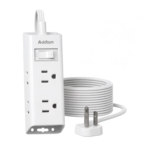 Addtam Flat Plug Power Strip with 6 Outlet Extender, 15 FT Extension Cord Flat Wall Plug with Multiple Outlets, No Surge Protector for Cruise Ship, Travel, Dorm, Home Office, Cruise Essentials, White - color: White, size: 15 Ft