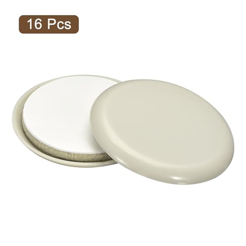 uxcell Furniture Sliders, 16Pcs 2 1/9" - Plastic Self-Adhesive Round Sliding Pads, Chair Glides for Carpeted Tile Vinyl Hardwood Floors (Grey) - size: 2 1/9"