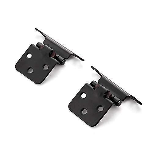 Ravinte 50 Pack 25 Pairs 1/2" Overlay Cabinet Door Hinges Kitchen Black Semi-Concealed Hinges Face Mount Self-Closing Cabinet Hardware with Bumpers & Screwdriver - size: 1/2 inch Overlay