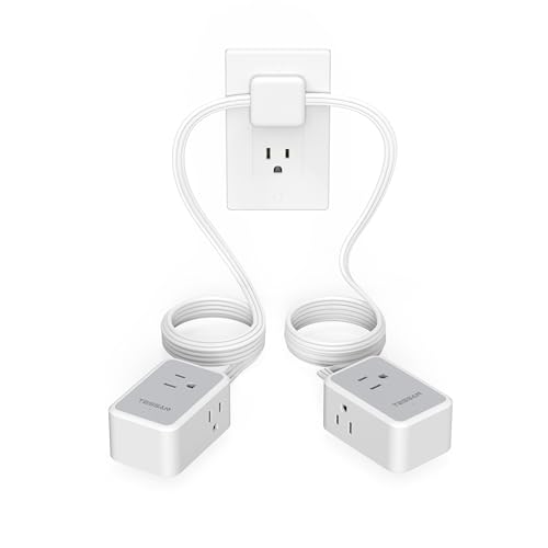 TESSAN Double Ended Flat Plug Power Strip, Twin Extension Cord 12 FT, 3 Non Blocking Outlets 6ft Power Splitter on Each Side, Dual Split Surge Protector Outlet Extension for Home Office Dorm Room - color: Gray, size: 6 FT (Double Ended)