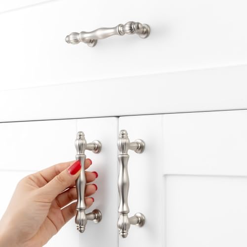 10 Pack 3 Inch Brushed Nickel Cabinet Pulls Satin Nickel Cabinet Handles Nickel Hardware for Kitchen Cabinets 2510 Drawer Dresser Cupboard Bedroom Bathroom - color: Brushed Nickel, size: 3 In Hole Distance