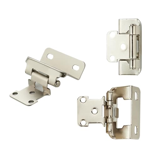 4 Pack (2 Pairs) 1/2" Overlay Cabinet Hinges, Brushed Nickel Self-Closing Semi-Concealed Partial Wrap Face Frame Hinges for Cabinet Doors - color: Brushed Nickel