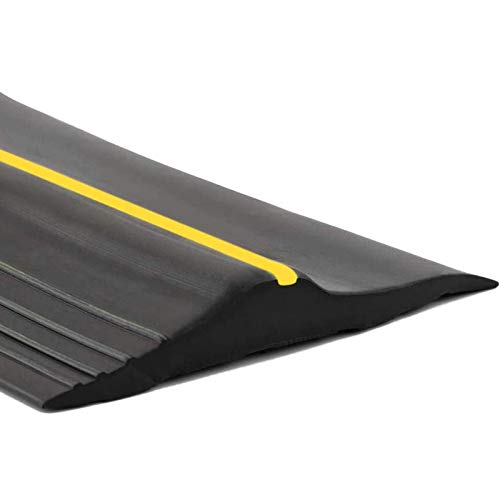 20Ft/6M Universal Garage Threshold Seal Strip, Garage Door Bottom Weatherproof Strip Rubber DIY Weather Stripping Replacement, Not Include Sealant/Adhesive (Black-Yellow Line) - color: Black+Yellow, size: 20 Ft (No Adhesives)