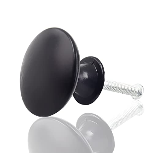 Zorfeter 10 Pcs Flat Black Cabinet Knobs Round Modern Black Drawer Knobs Hardware Pulls Handles for Kitchen Cupboard Dresser, 30mm Diameter - color: Flat Black Cabinet Knobs