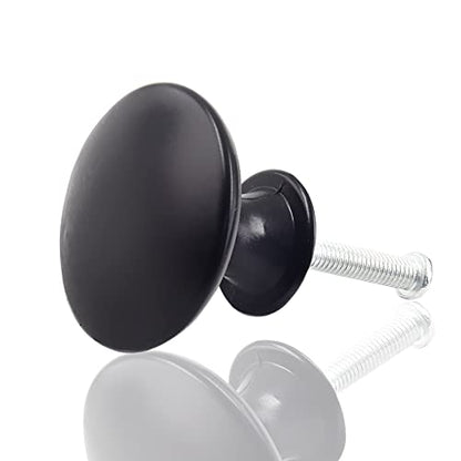 Zorfeter 10 Pcs Flat Black Cabinet Knobs Round Modern Black Drawer Knobs Hardware Pulls Handles for Kitchen Cupboard Dresser, 30mm Diameter - color: Flat Black Cabinet Knobs