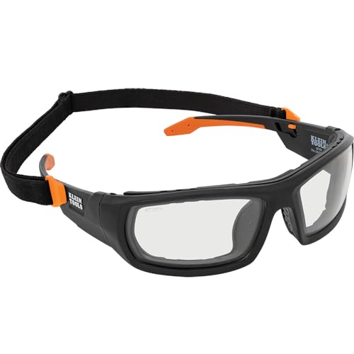Klein Tools 60470 Safety Glasses, ANSI Z87.1+ Pro Full Frame Gasket Safety Glasses, Clear Lenses, UV Protection, Anti-Fog, Scratch Resistant - style: Professional With Gasket