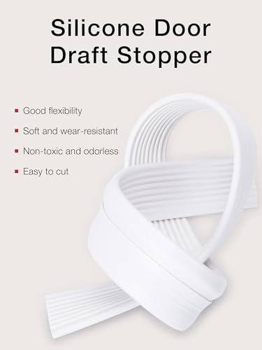 SUNMON Silicone Door Draft Stopper, 39in Upgraded Door Slide-On Under Door Seal Blocker, Under Door Sweep Weather Stripping（3.25FT White） - size: 3.25FT-W