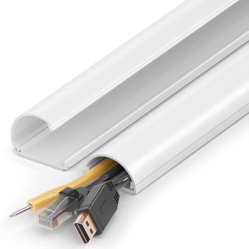 Cord Hider 34in, ZhiYo Cable Hider for 2-4 Cords, Cord Covers Wire Covers Wall Mount TV, Cable Cover Wall, White Wire Raceway, 2 x L17in, W1.4in x H0.7in - color: White, size: 1.4in W X 0.7in H X 34in L