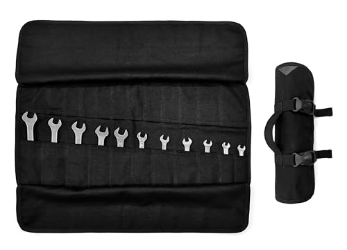 Under NY Sky Tool Roll Organizer, Heavy-Duty Wrench Bag, Portable Hand Tool Pouch for Mechanics, Electricians, and Hand Tools - color: 24 Slots Black