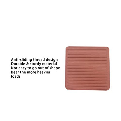 Non Slip Furniture Pads, SAFYY Square Rubber Anti Skid Caster Cups Leg Coasters, Couch, Chair, Feet, and Bed Stoppers with Anti-Sliding Floor Grip, Furniture Floor Protectors - size: 2.5'' Brown 4 Pack