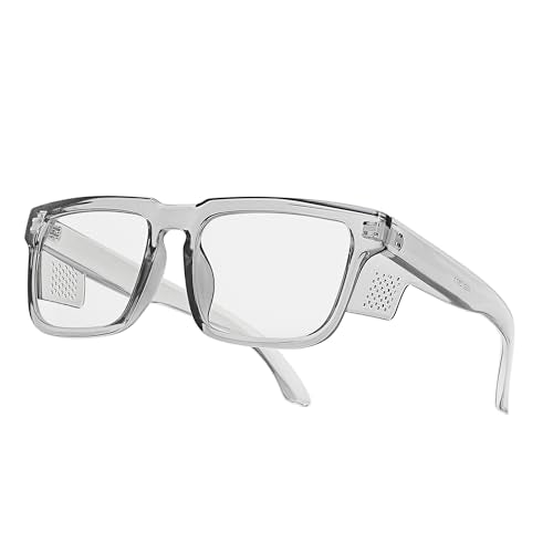 Z87 High-Visibility Construction Anti-Fog Photochromic UV400 Blue Light Blocking Impact Resistant Safety Glasses - color: Gray