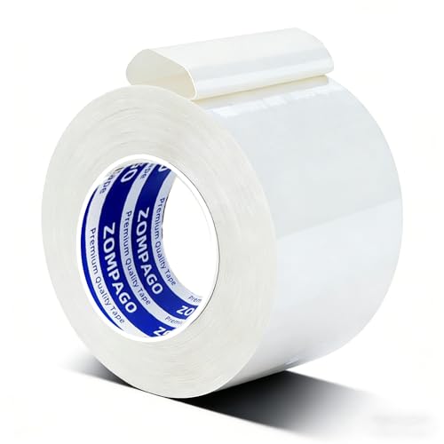 ZOMPAGO Duct Tape Heavy Duty Waterproof, White 3.2" x 66FT, Tear by Hand, No Residue, Strong Adhesive, All-Weather for Indoor Outdoor Repair, Pipe Leak, RV, Roof, Camping - color: White, size: 3.2in x 66FT