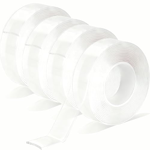 4Rolls Thicker 2mm, Nano Double Sided Mountinging Heavy Duty Tape, 2 Sides Sticky Tack Tape for Painted Walls AC Hanging Clear, 0.7in×10fts, 40fts Total Long (Thicker. 4 pack×0.7''×10fts) - size: Thick 4Rolls,0.7″,40fts TL