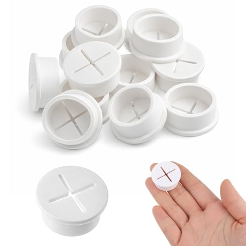12 Pcs 1" Cable Cord Grommet Rubber Wire Grommets Desk Grommet White Desk Hole Cover for Cables Wire Hole Covers Furniture Desks Wall Holes Cover for Home Office Table Cable(White)