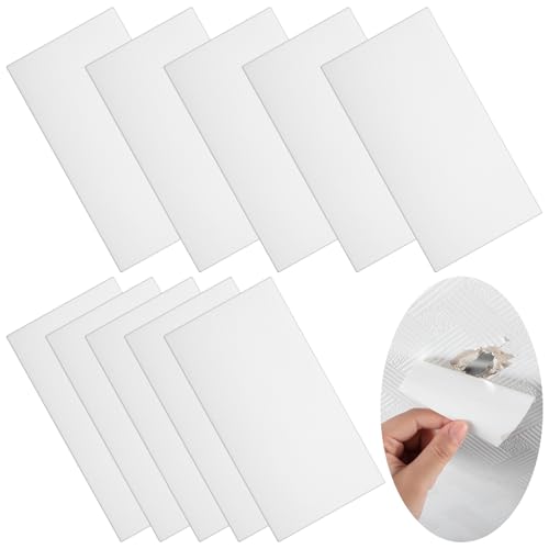 10 Pcs Bathtub Hole Patch Siding Wall Repair Kit Waterproof Patch Holes Blemishes Tools Self Adhesive White Tape for Cracked Pool Liner Roof Skylight and Vinyl Skirting(White) - color: White