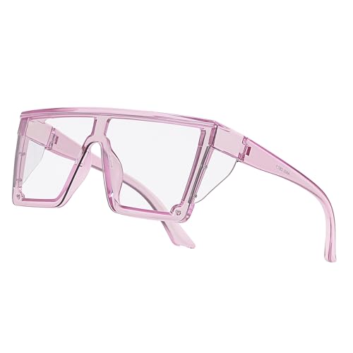 Z87 Safety Glasses – Photochromic Blue Light Blocking UV400 Sunglasses, Impact Resistant Work & Outdoor Eyewear - color: Clear Purple