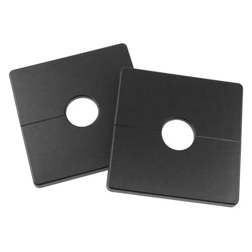 Plastic square shield plate wall split flange Wall hanging water pipe cover with 22mm diameter hole black-2pcs