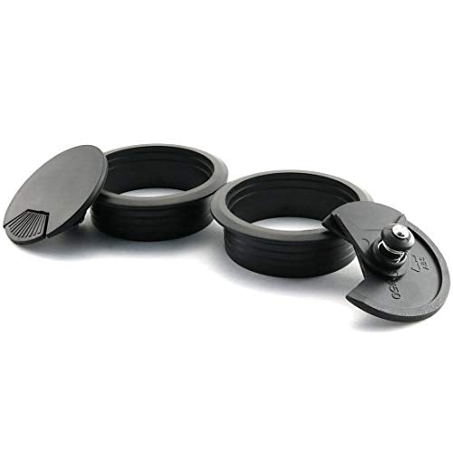 HJ Garden 2pcs 2-3/8 inch Desk Wire Cord Cable Grommets Hole Cover for Office PC Desk Cable Cord Organizer Plastic Cover Black - size: 1-3/8inch