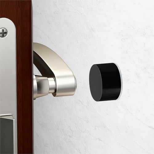 Door Stoppers – Versatile Wall & Cabinet Door Bumpers, No Drill Adhesive or Screw Mount, Premium Rubber, Dual Color Options, Sleek Design for Home and Office (1 Piece in Black) - color: 1 Piece in black