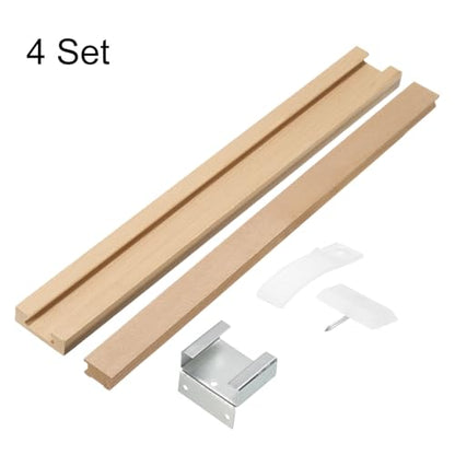 uxcell 4 Set Wooden Drawer Slides, 19-3/4 (50 CM) Classic Wood Center Guide Track with Metal Plastic Slide Glide Bracket, Wood Drawer Glides Bottom Rails Replacement Kit - size: 19-3/4