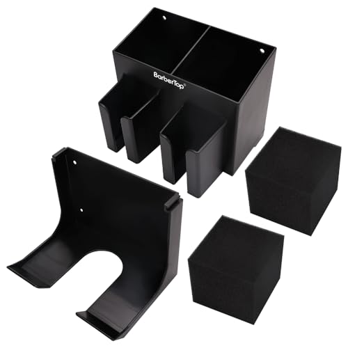 Hair Tool Organizer Wall Mounted, Hair Dryer and Styling Holder with Towel Bar, Bathroom Blow Dryer Holder, Farmhouse Vanity Caddy Storage Stand for Accessories Makeup(Black) - size: 5.9 x 9.2 x 5.6 Wall-mounted