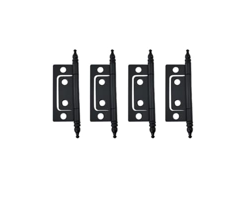 QCAA Durable Steel Non-Mortise Hinge with Final Pins, for Chest, Box, Vintage Cabinet Furniture, 2"x0.9", Matte Black, Made in Taiwan, 4 Pack - color: Matte Black, size: 4 Pack (2" X 0.9", Final Pins)
